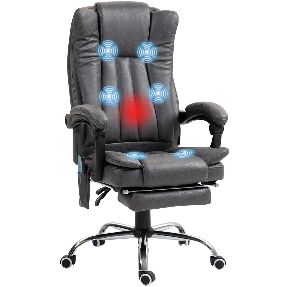 Portland Charcoal Grey Microfibre 6 Point Massage Chair Image 2