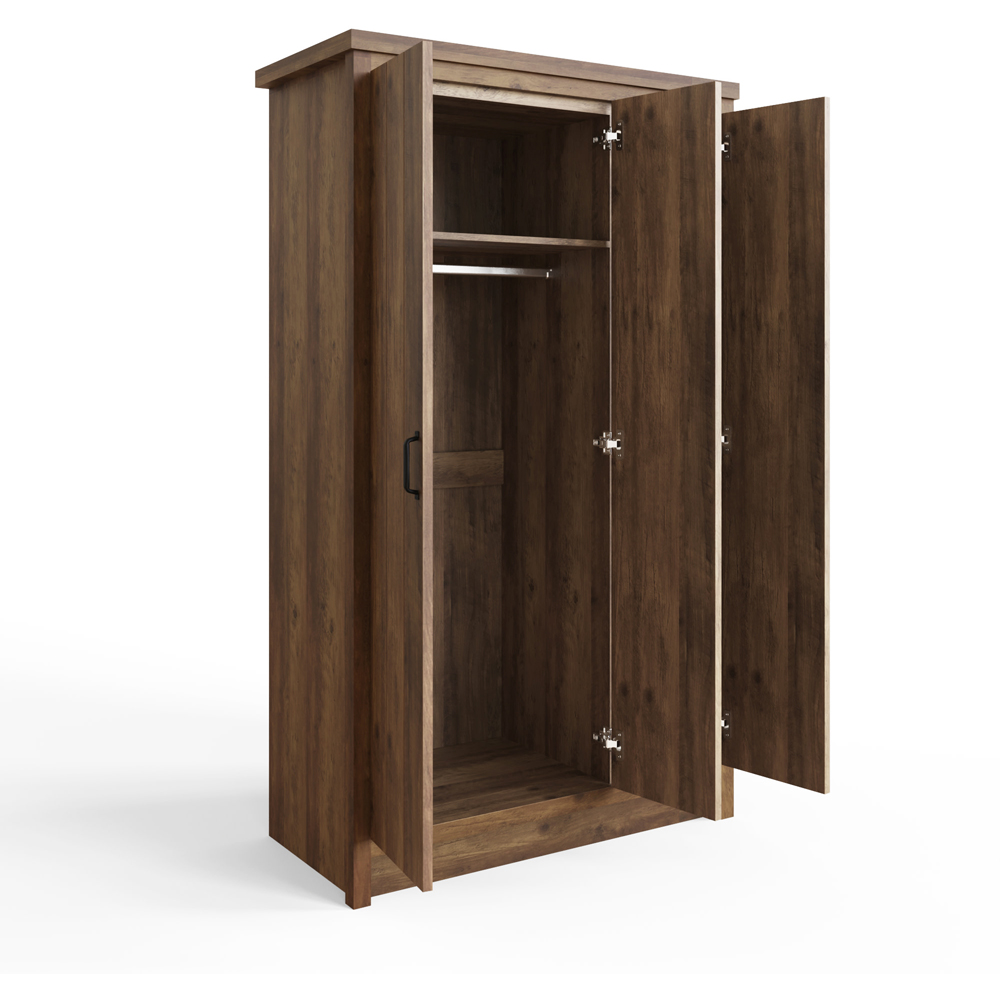 GFW Boston 3 Door Knotty Oak Wood Wardrobe Image 3