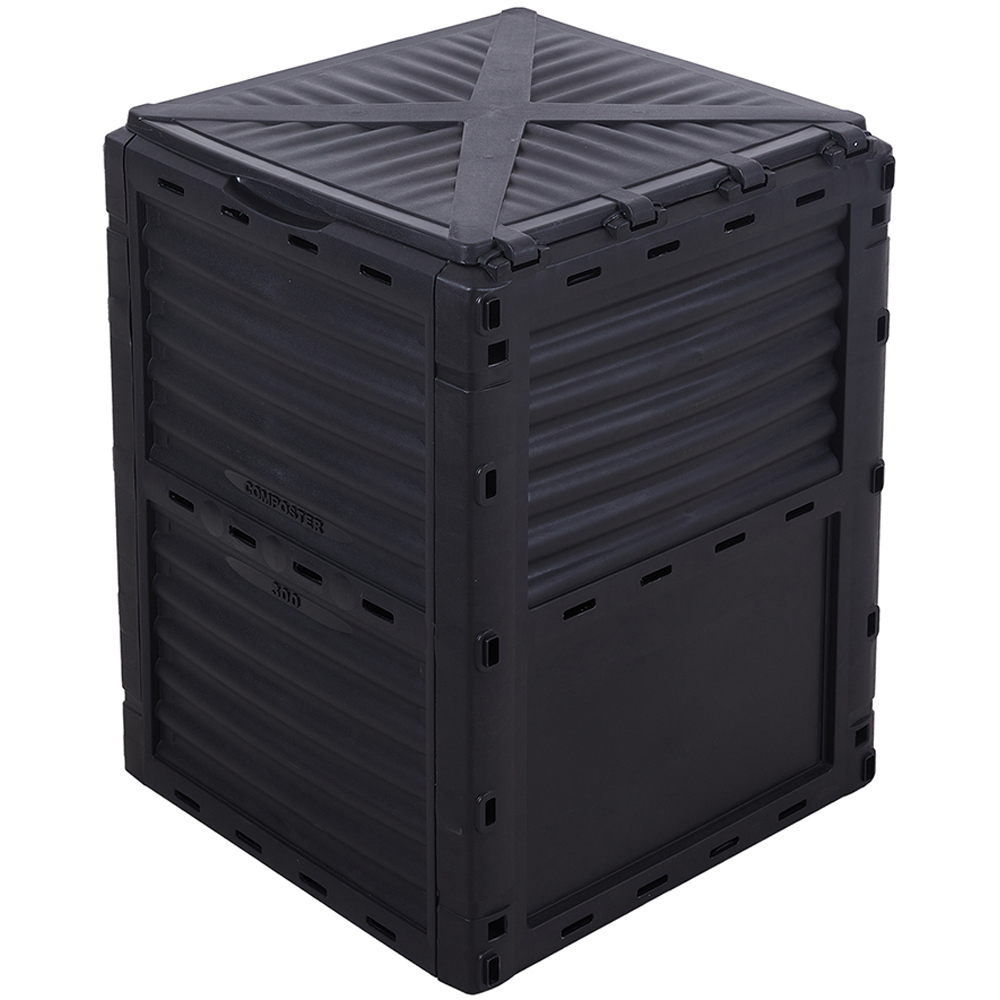 Living and Home Black Outdoor Garden Compost Bin with Ventilation 300L Image 1