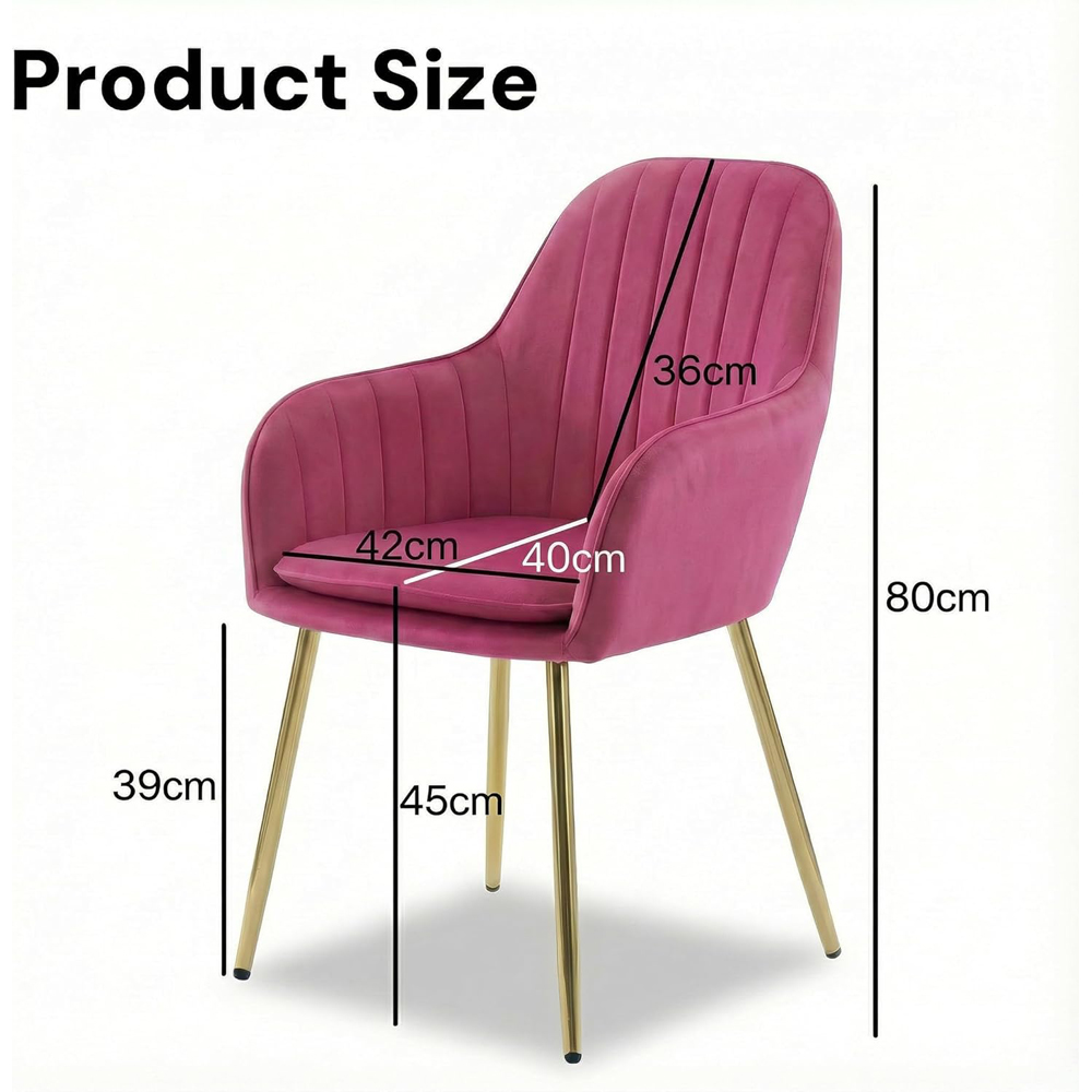 Alivio Set of 2 Pink Velvet Upholstered Dining Chairs Image 9