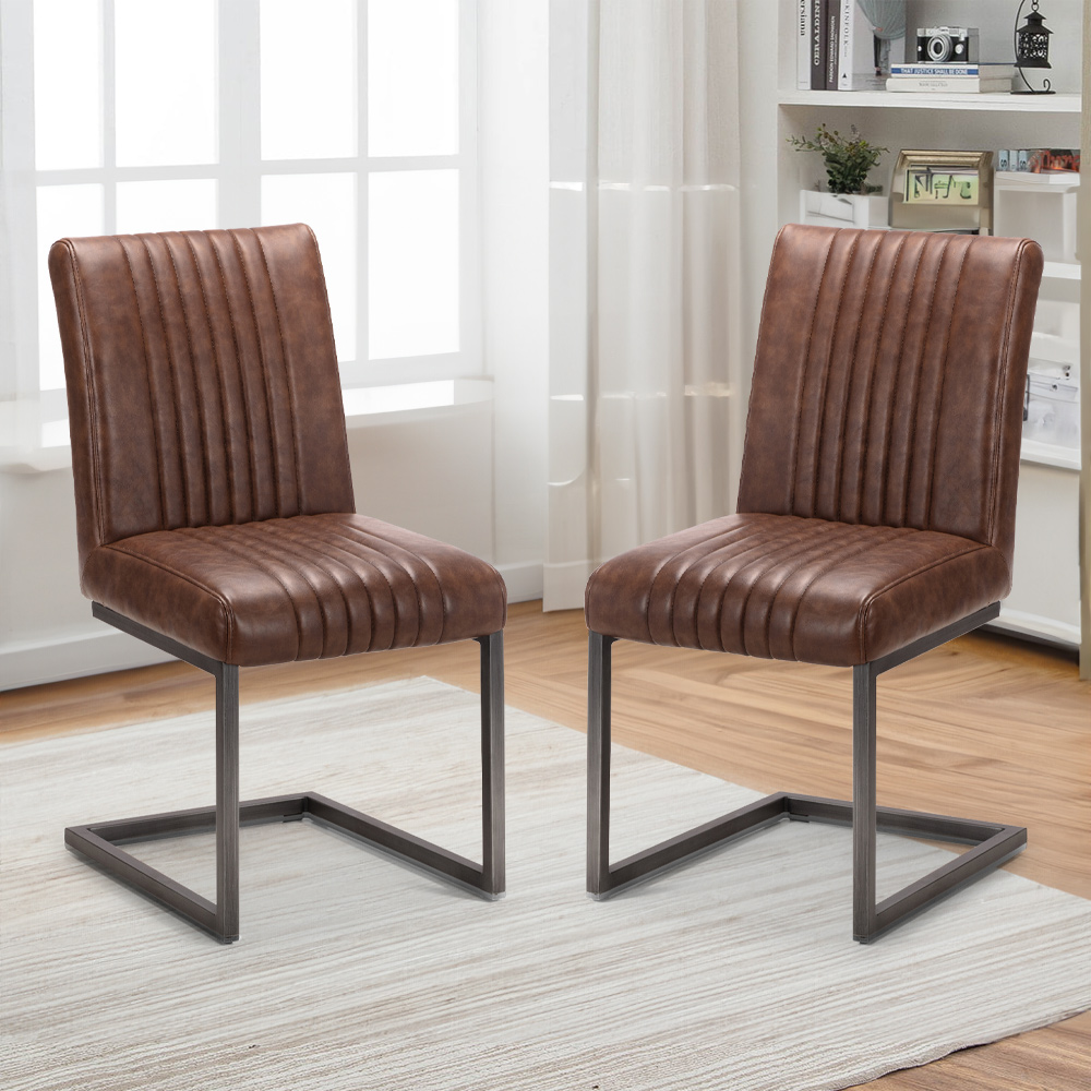 Julian Bowen Brooklyn Set of 2 Brown Dining Chair Image