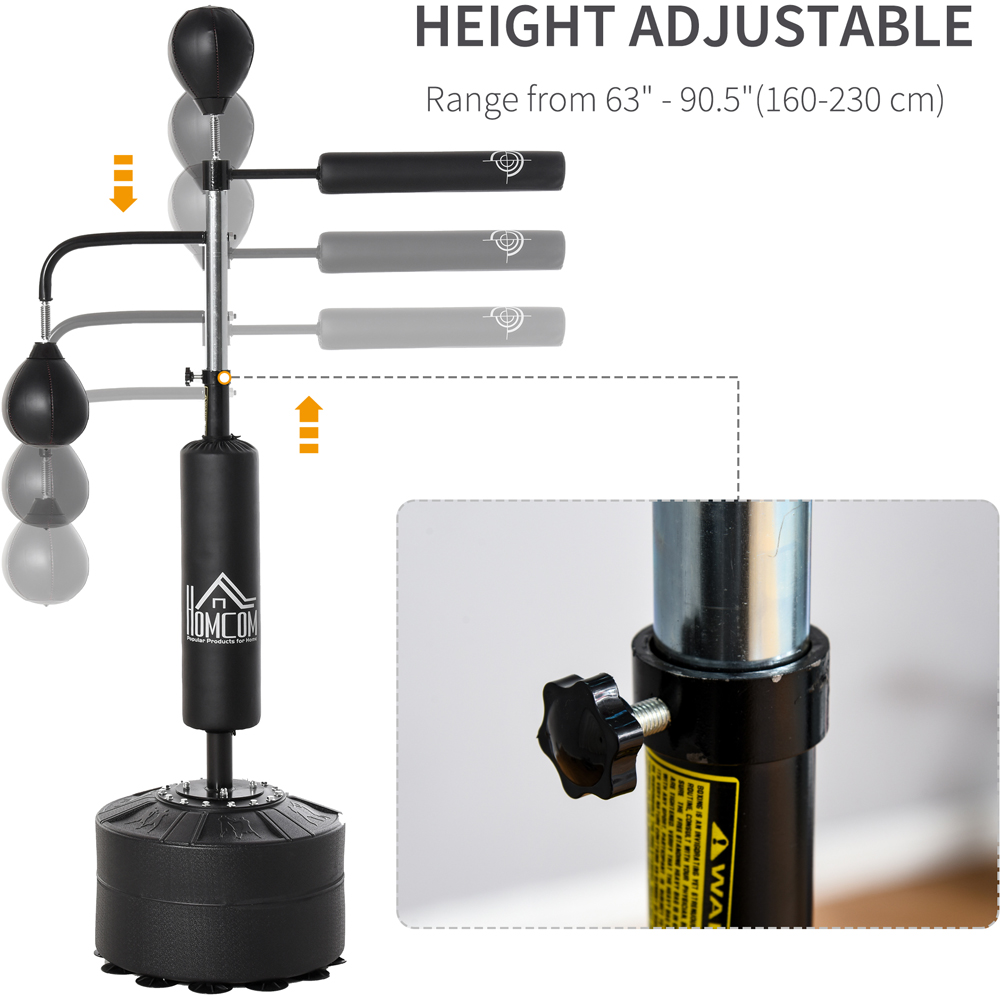 HOMCOM 3 in 1 Black Freestanding Adjustable Boxing Punching Bag Stand Image 6