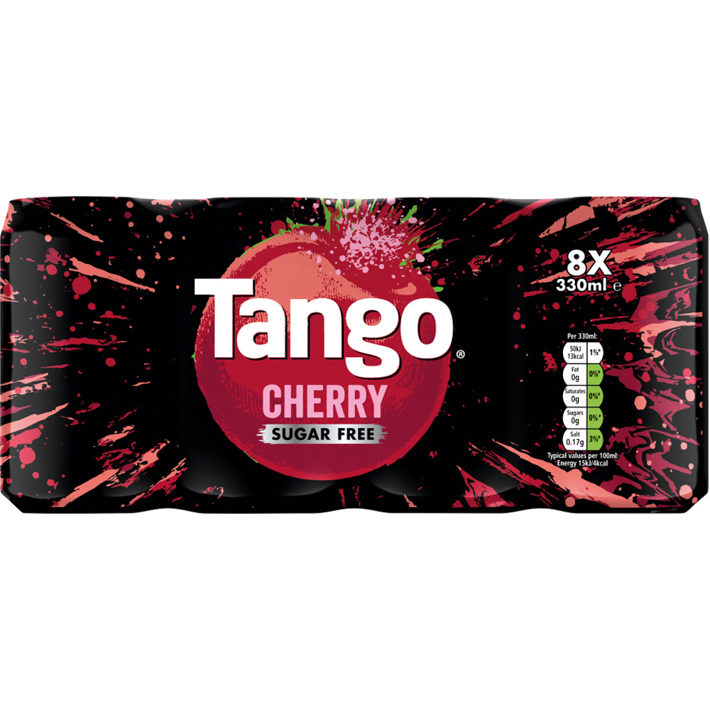 Tango Cherry Sugar Free Soft Drink 330ml 8 Pack Image