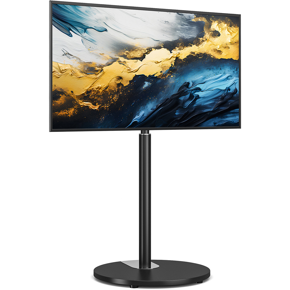 TTAP Black and Circular Base Floor Pedestal TV Stand Image 3