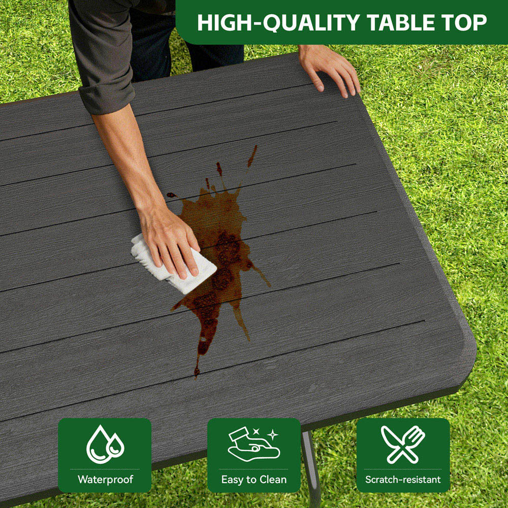 Brooklyn 6ft Dark Wood Heavy Duty Foldable Garden Camping Table Image 8