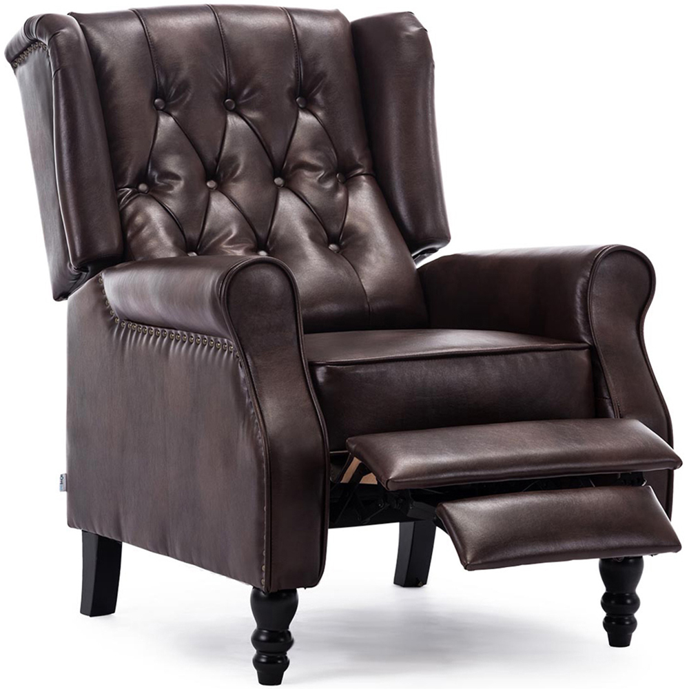Furniture Online Althorpe Brown Wing Back Leather Recliner Chair Image 3
