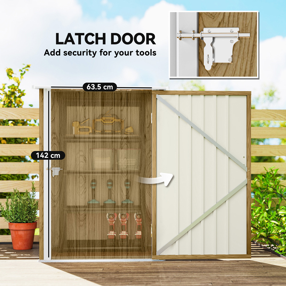 Outsunny 3.3 x 3.4ft Light Brown Galvanised Steel Pent Garden Storage Shed Image 7