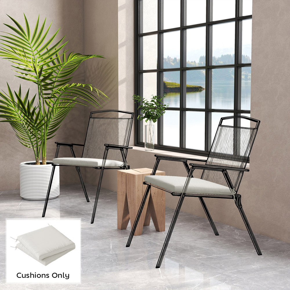 Outsunny Cream White Waterproof Garden Chair Cushion 50 x 50cm 2 Pack Image 2
