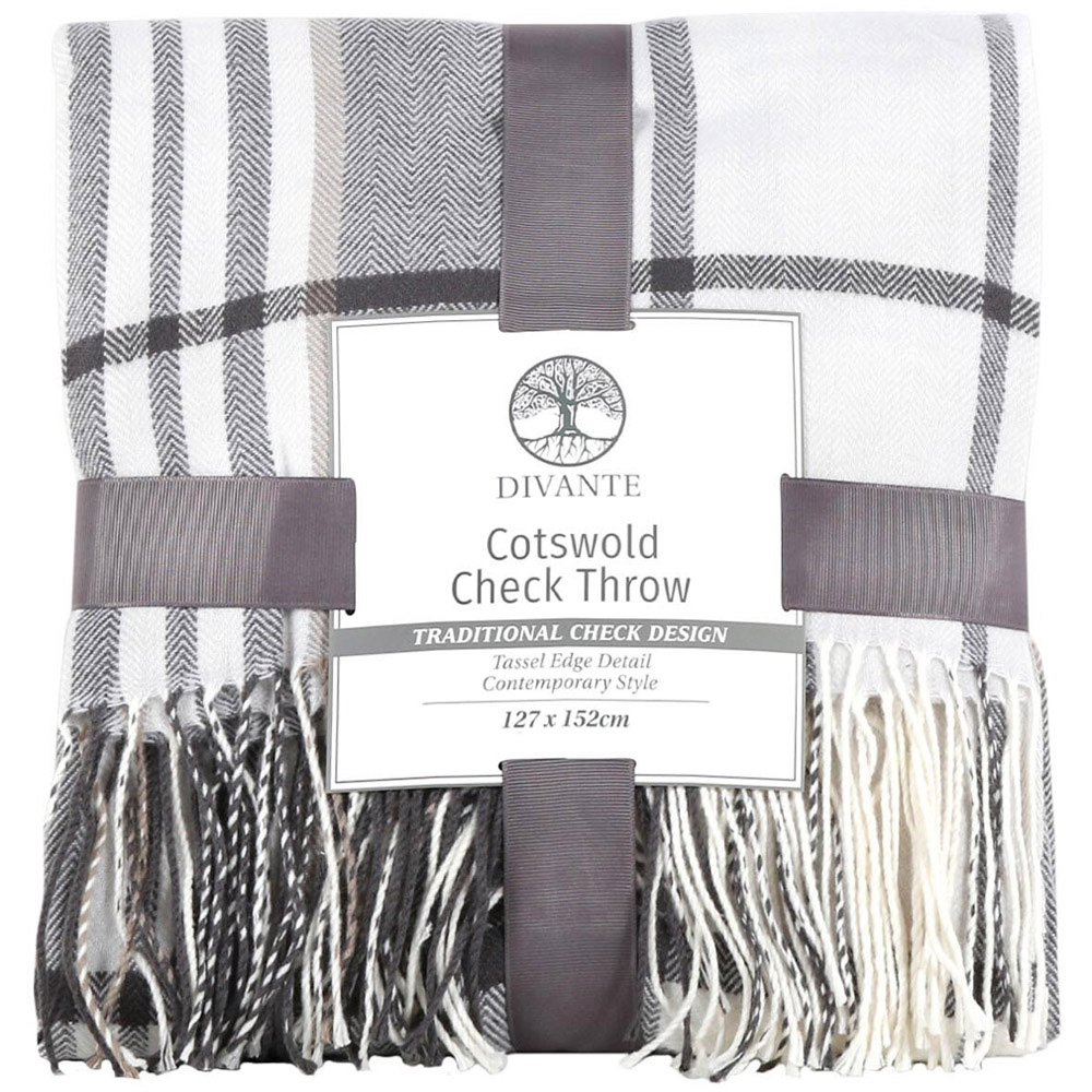 Divante Cotswold Grey Check Throw 152 x 127cm Image