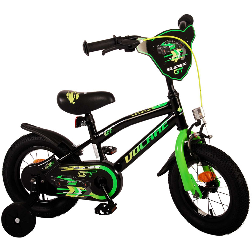 Volare Super GT Kids 12 inch Green Bike with Stabilisers Image 4