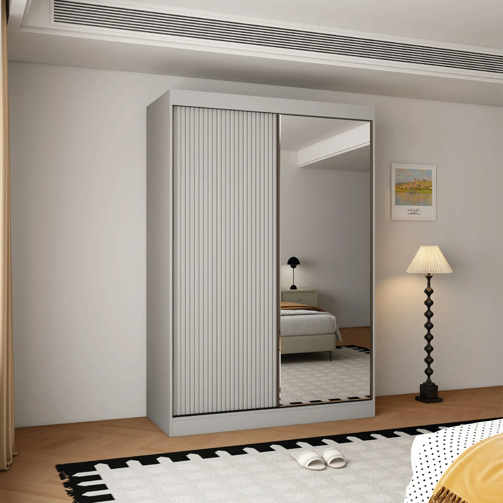 ARTESA Berlin 2 Door Grey Mirrored Sliding Wardrobe 150cm Image 5