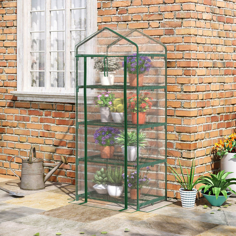 Outsunny Clear 2.3 x 1.6ft 4-Tier Mini Greenhouse Image 2
