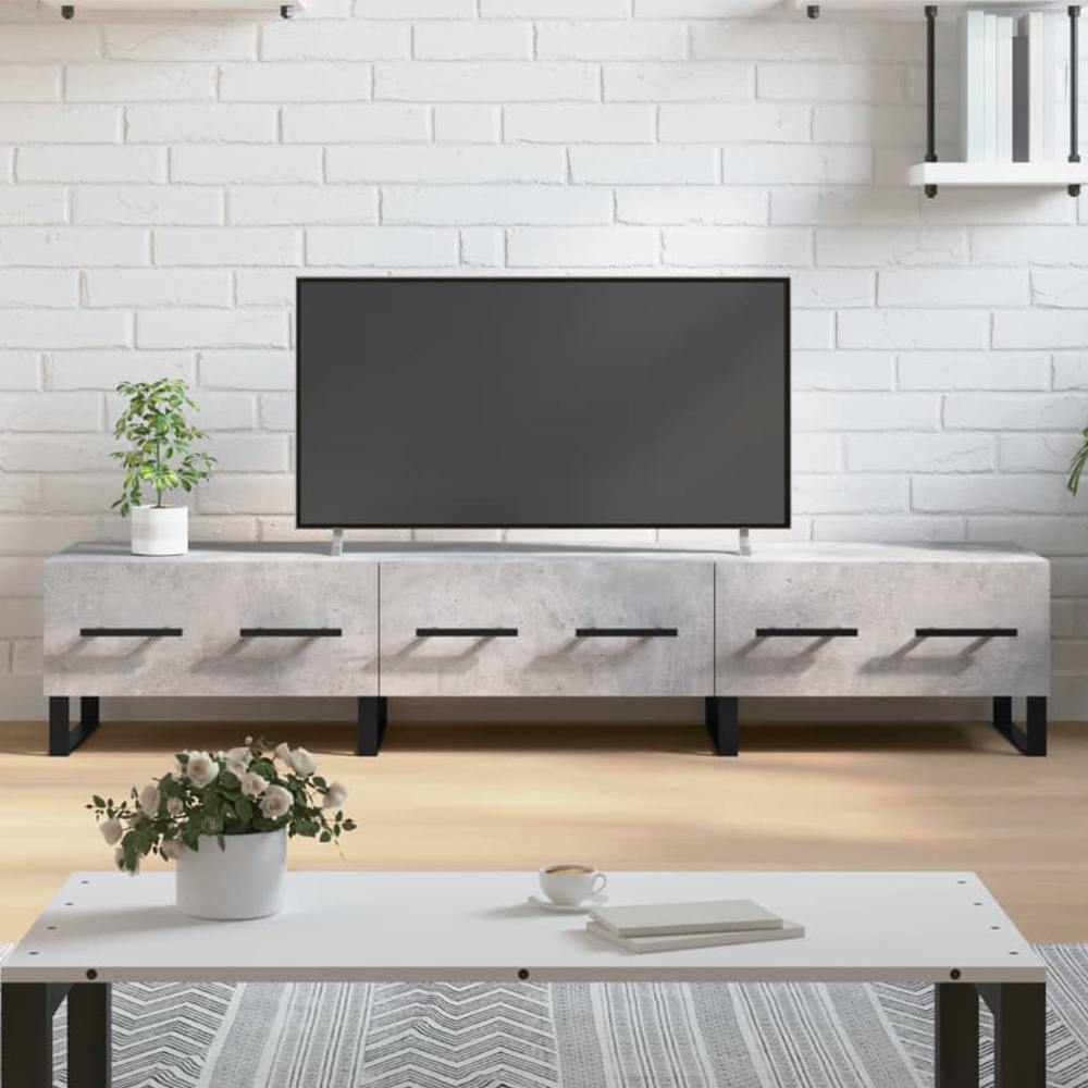 vidaXL 3 Drawer Concrete Grey TV Cabinet Image 1