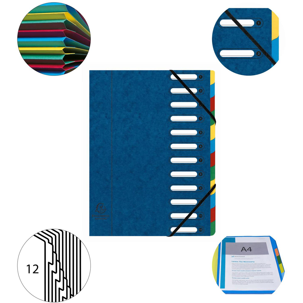 Exacompta Harmonika 12 Sections Blue A4 Multi Part File 6 Pack Image 3