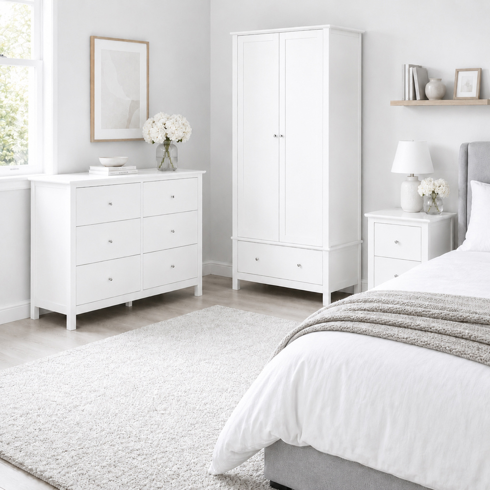 Core Products Nairn 2 Door Single Drawer White Wardrobe Image 8