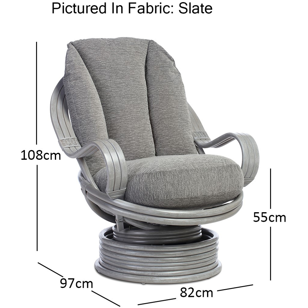 Desser Bali Grey Natural Rattan Laminated Swivel Rocker Chair Image 5