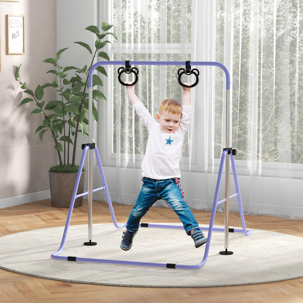 Tommy Toys Kids Purple Adjustable Height Foldable Gymnastics Bar Image 2