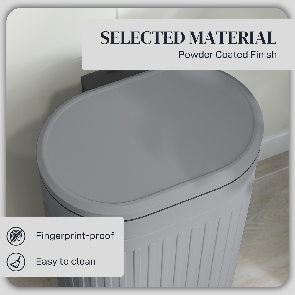 HOMCOM Grey Metal Soft Close Kitchen Pedal Bin Image 6