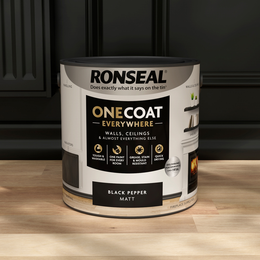 Ronseal One Coat Everywhere Black Pepper Matt Interior Paint 2.5L Image 5