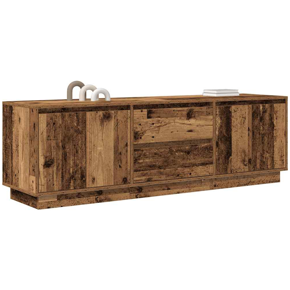 vidaXL 4 Door 2 Drawer Old Wood TV Cabinet with LED Lights Image 5