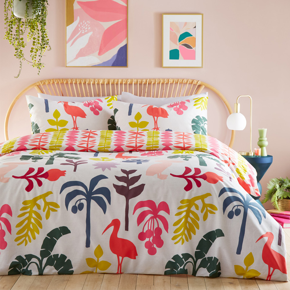 furn. Marula Super King Size Multicolour Tropical Duvet Cover Set Image 1