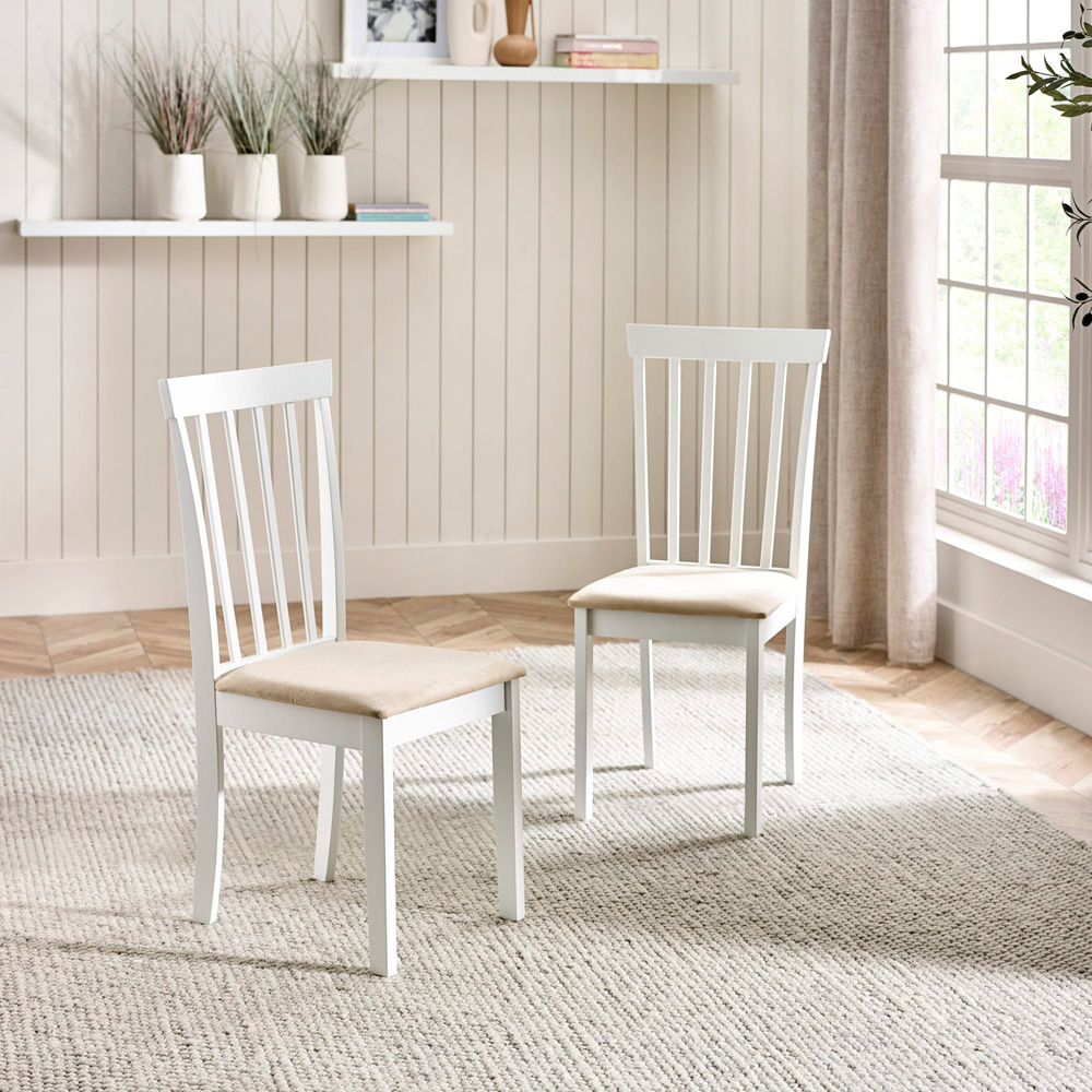 Julian Bowen Orwell 4 Seater Round Dining Set White and Beige Image 5