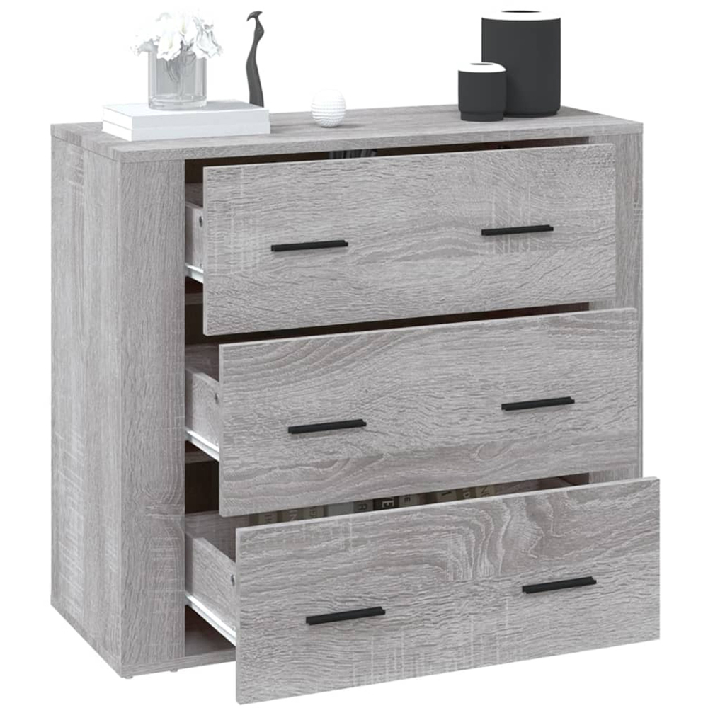 vidaXL 3 Drawer Grey Sonoma Sideboard Image 3