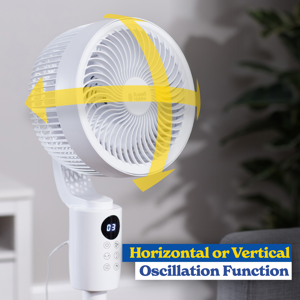 Russell Hobbs 3-in-1 White Height Adjustable Oscillating Pedestal Circulator Fan with Remote Image 6