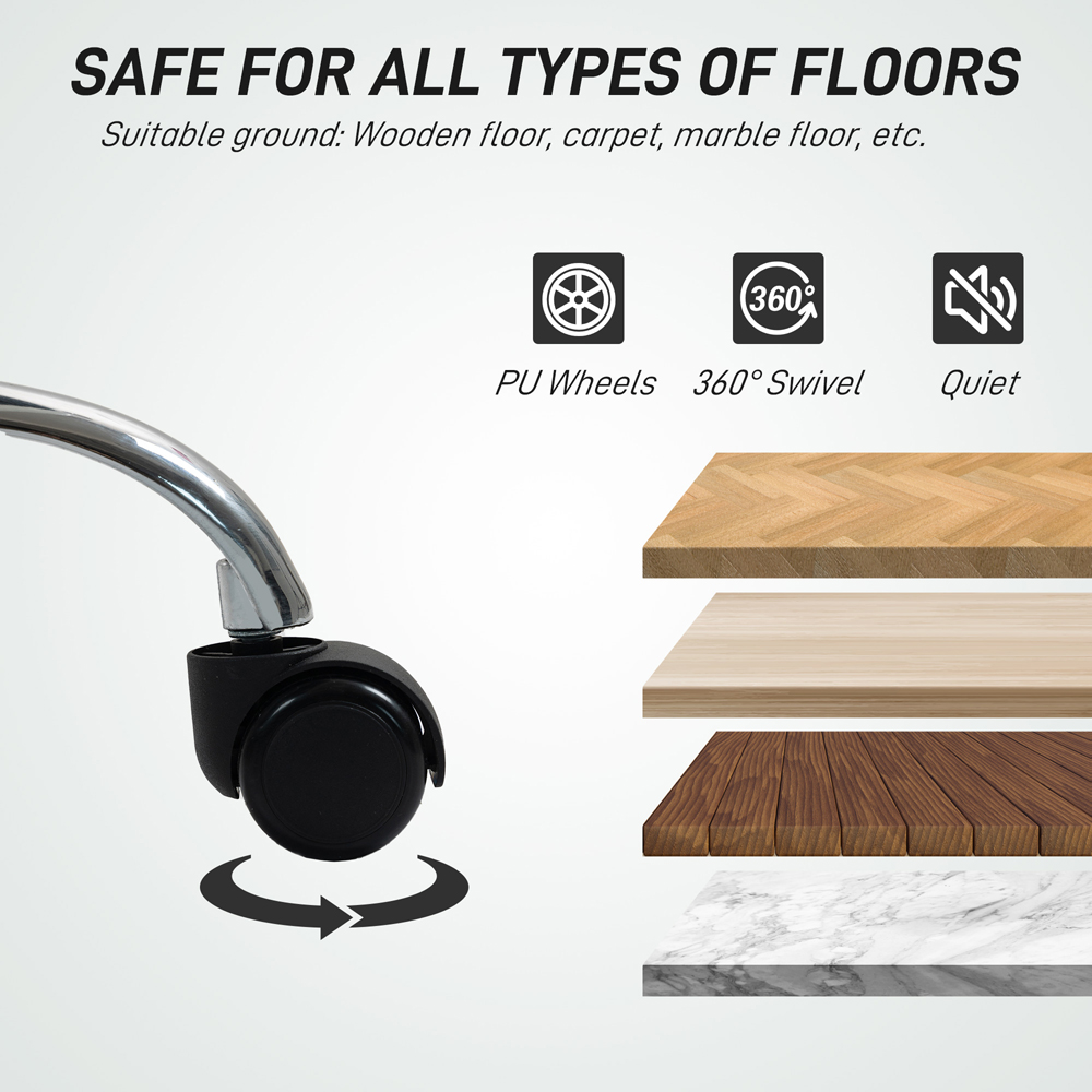 HOMCOM White Vanity Chair with Rolling Wheels Image 8