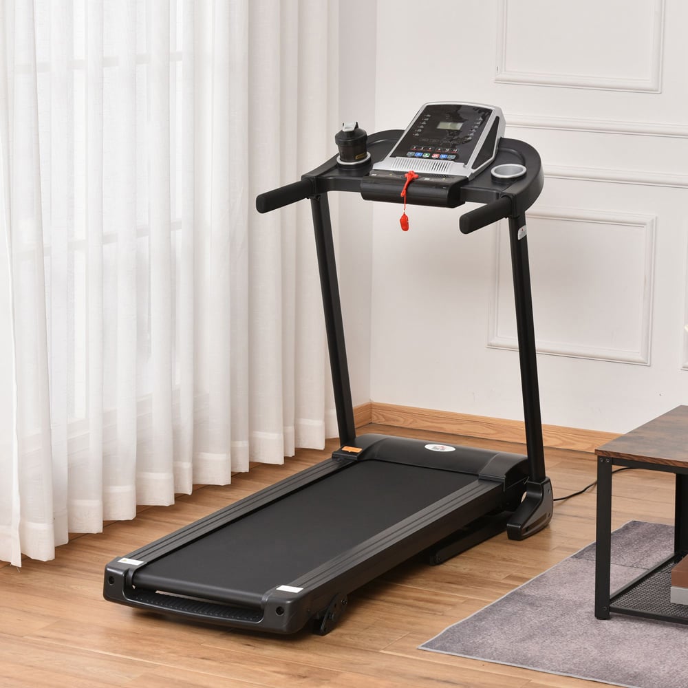HOMCOM Black Foldable Motorised Treadmill with LED Display Image 2