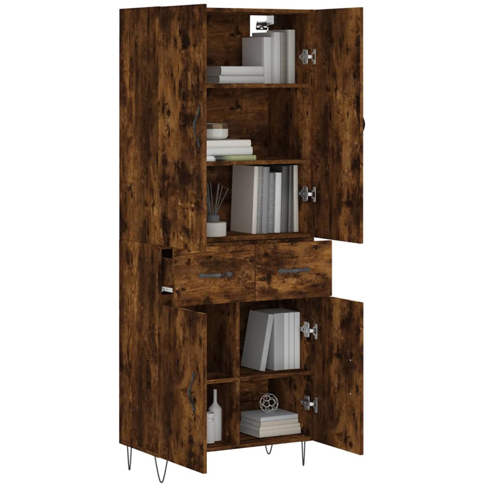 vidaXL 4 Door 2 Drawer Brown Oak Highboard Image 3