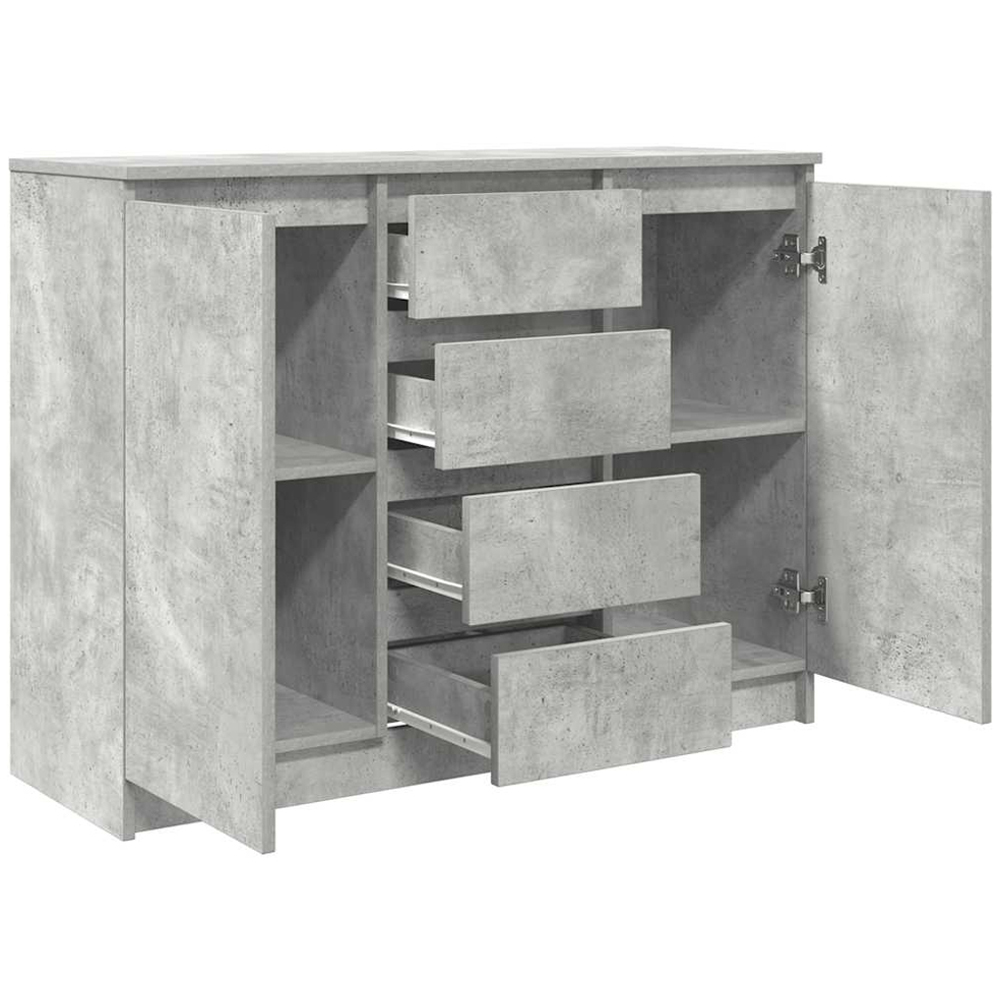 vidaXL 2 Door 4 Drawer Concrete Grey Wooden Sideboard Image 5
