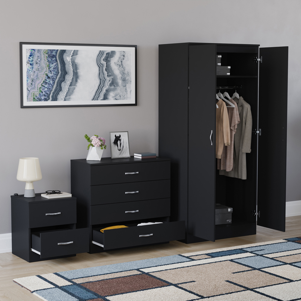 VIDA DESIGNS Riano Black 3 Piece Bedroom Furniture Set Image 5