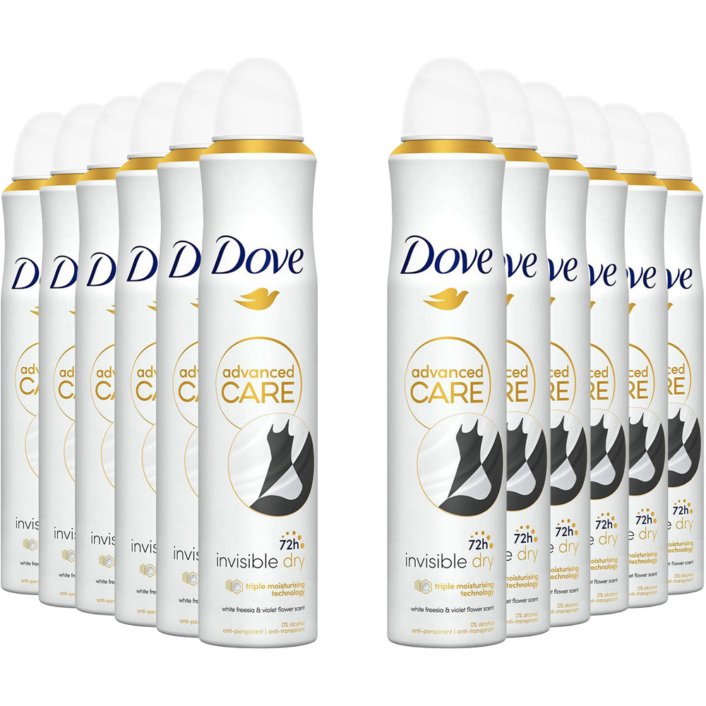 Dove Advanced Care Invisible Dry Anti-Perspirant Deodorant Spray 200ml 12 Pack Image 1