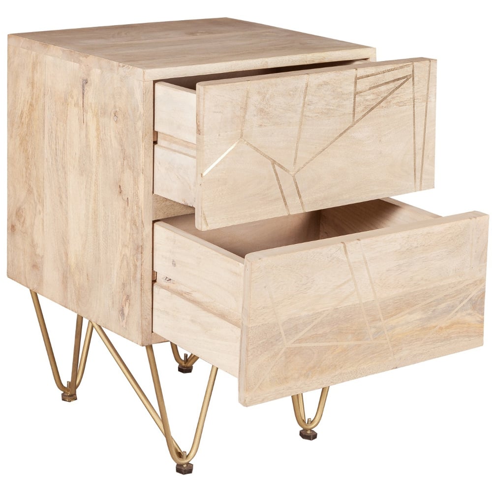 Brooklyn Huyen 2 Drawer Light Gold Side Table Image 4