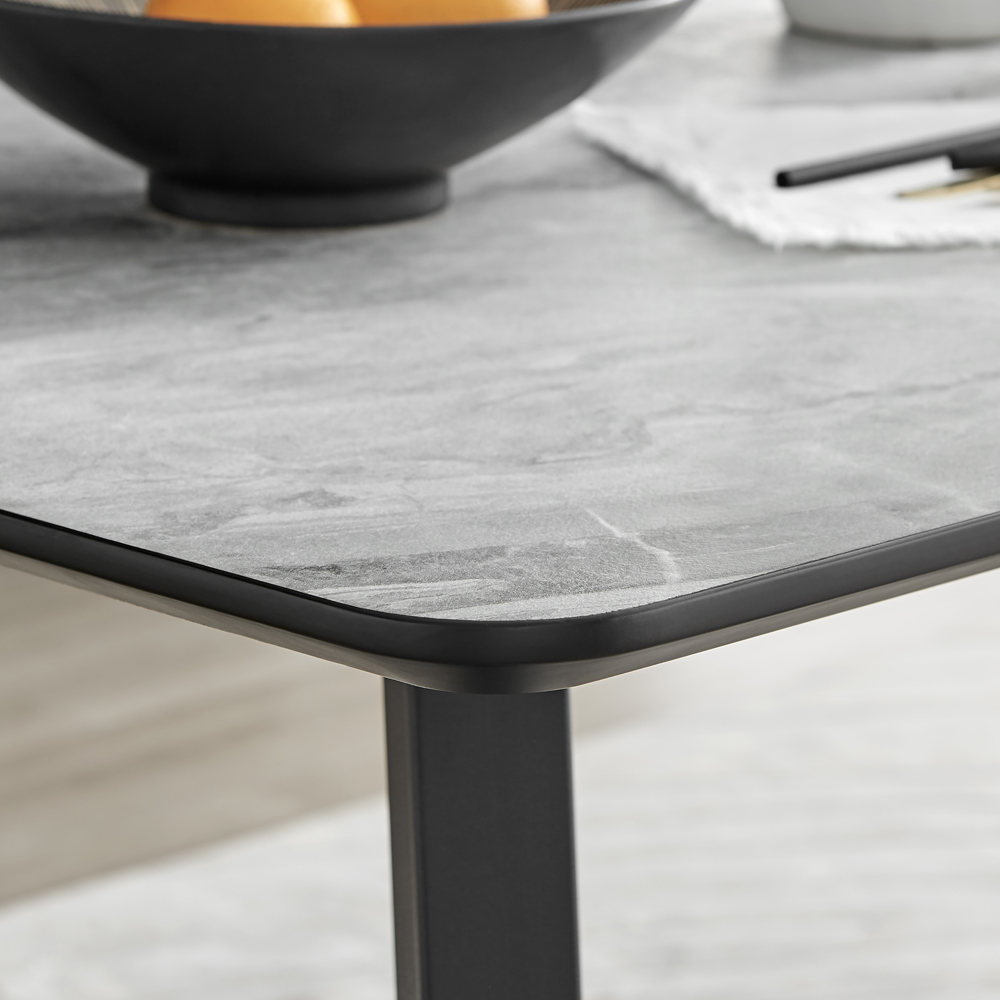 Furniturebox Copeland Cesano Marble Effect 6 Seater Dining Set White Grey and Black Image 5