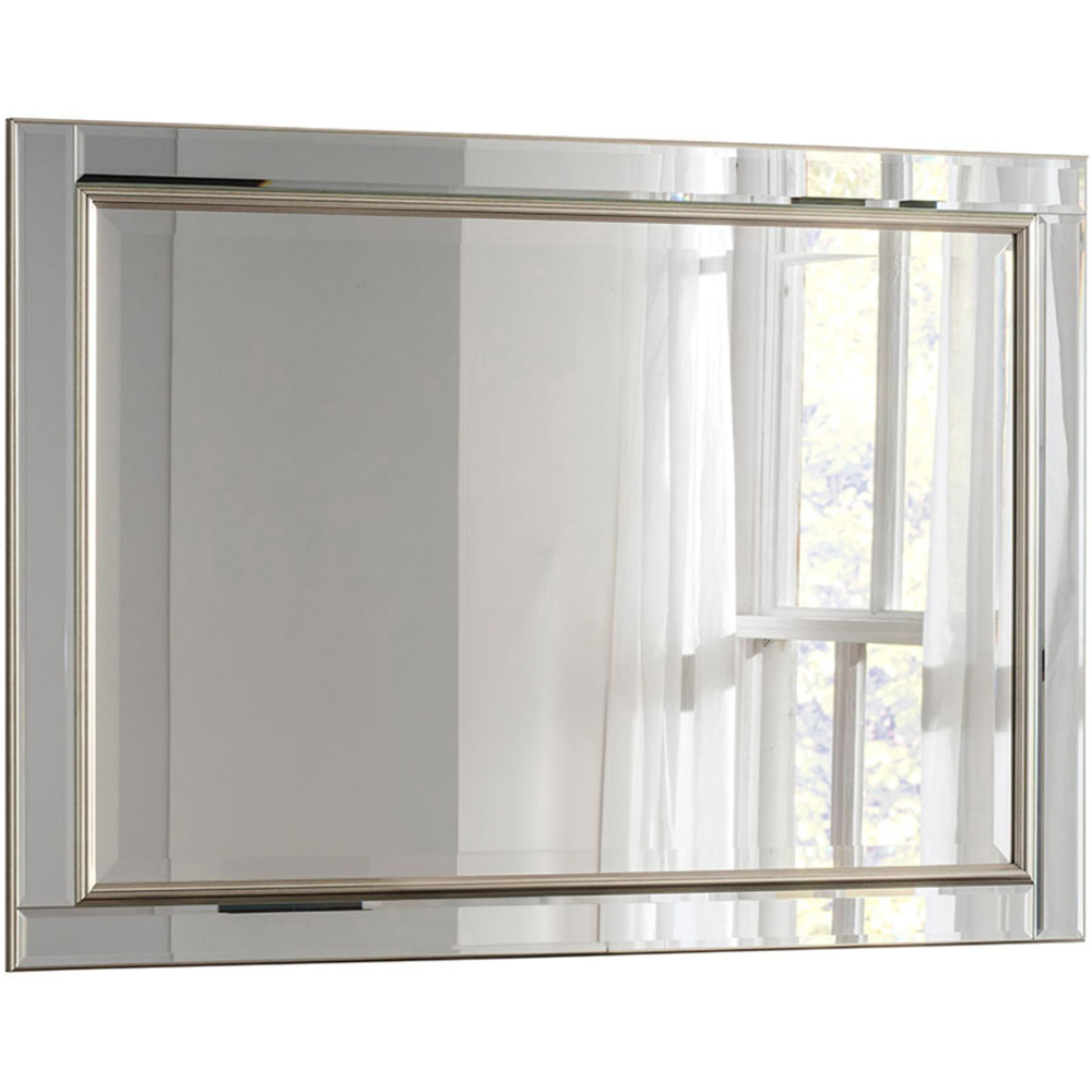 Yearn Timeless Warm Silver Large Bevelled Wall Mirror 106 x 75cm Image 1