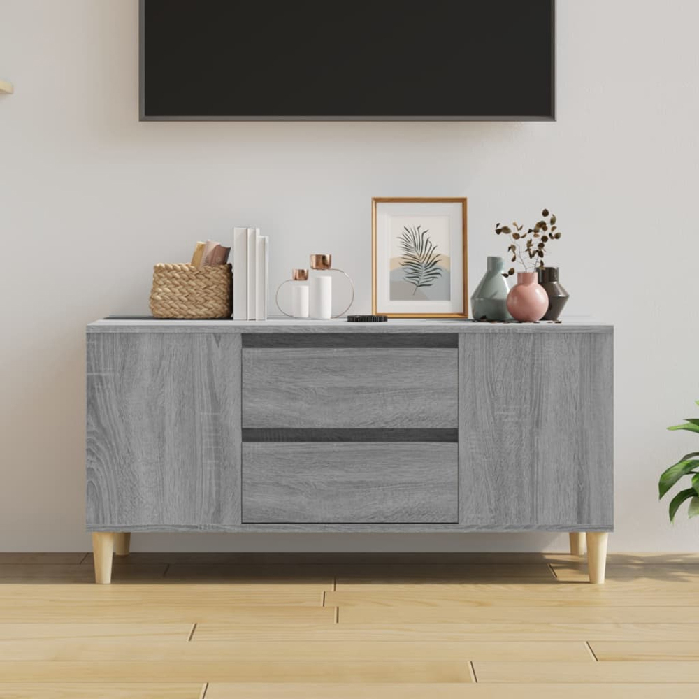 vidaXL 2 Drawer 4 Shelf Grey Sonoma TV Cabinet Image 8