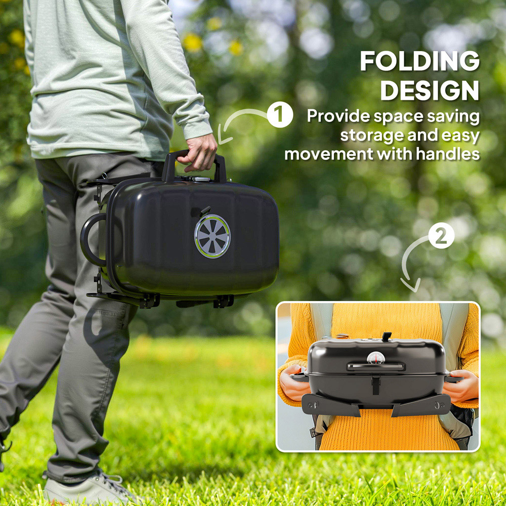 Outsunny Black Foldable Charcoal Barbecue Grill Image 6