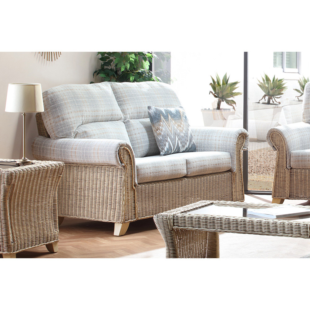 Desser Clifton 4 Seater Natural Rattan Check Fabric Sofa Set Image 5