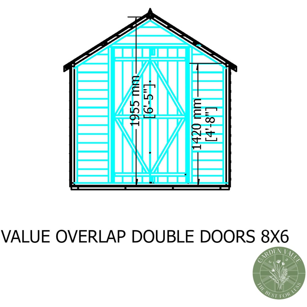 Shire 6 x 8ft Double Door Overlap Apex Shed Image 8