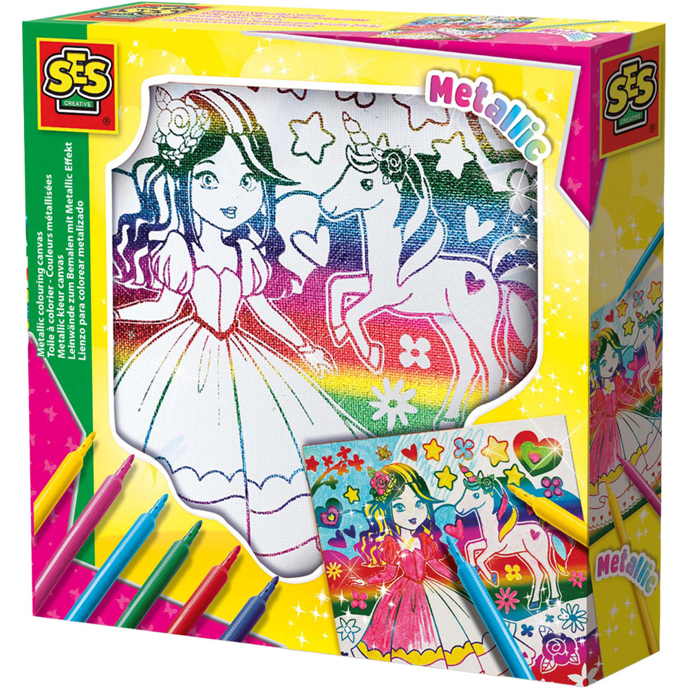 SES Creative Metallic Colouring Canvas Set Image 1