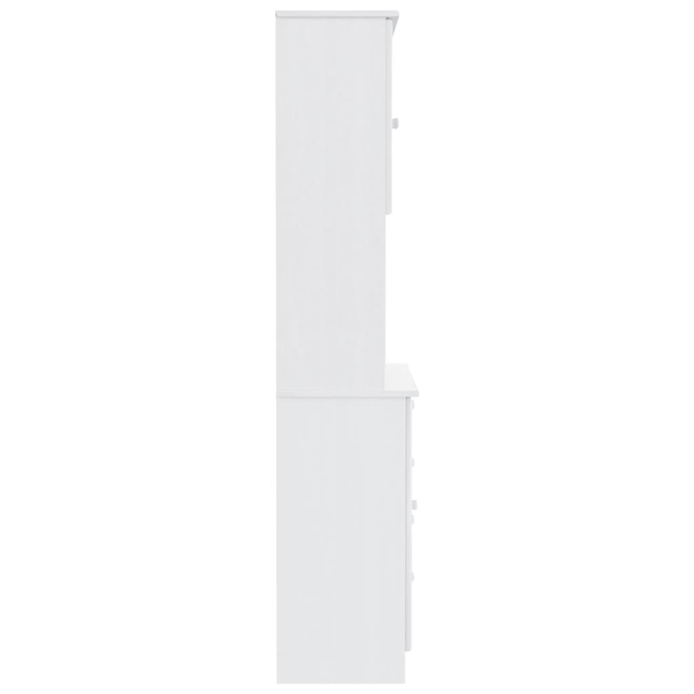 vidaXL 3 Door 4 Drawer Single Shelf White Pine Wood Highboard Image 5