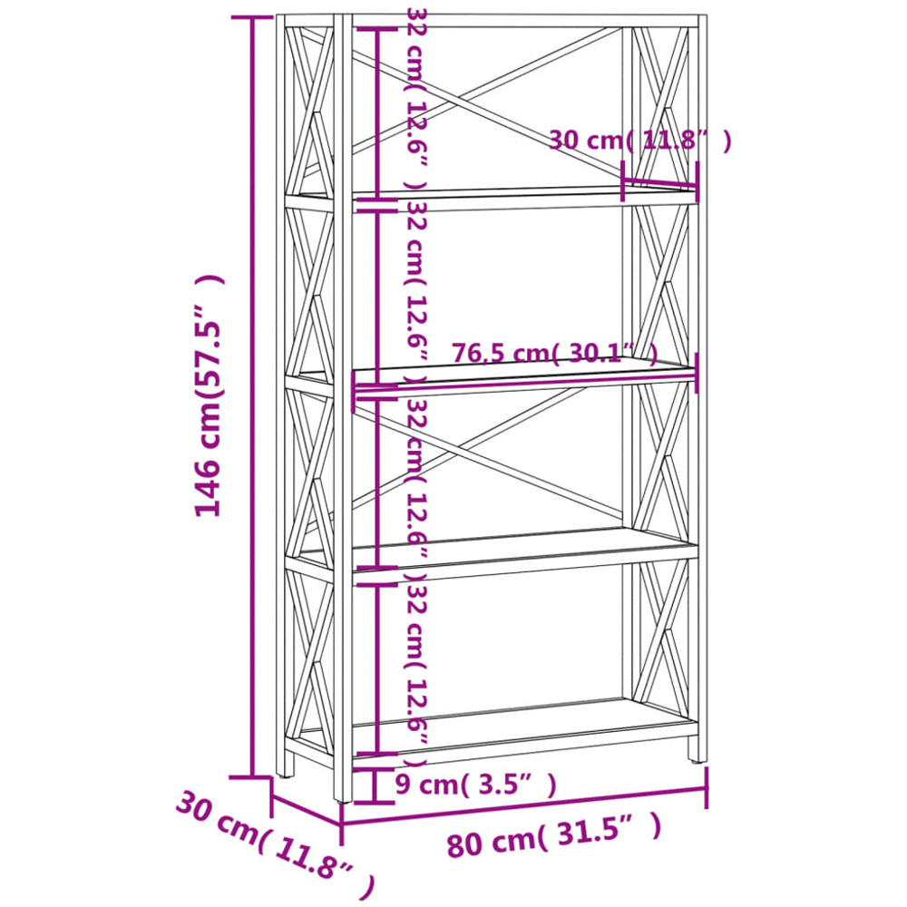vidaXL 4 Open Shelf Brown Storage Unit Image 6
