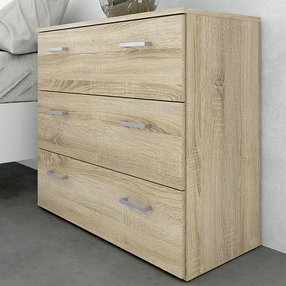 Florence Space 3 Drawer Oak Chest of Drawers Image 1