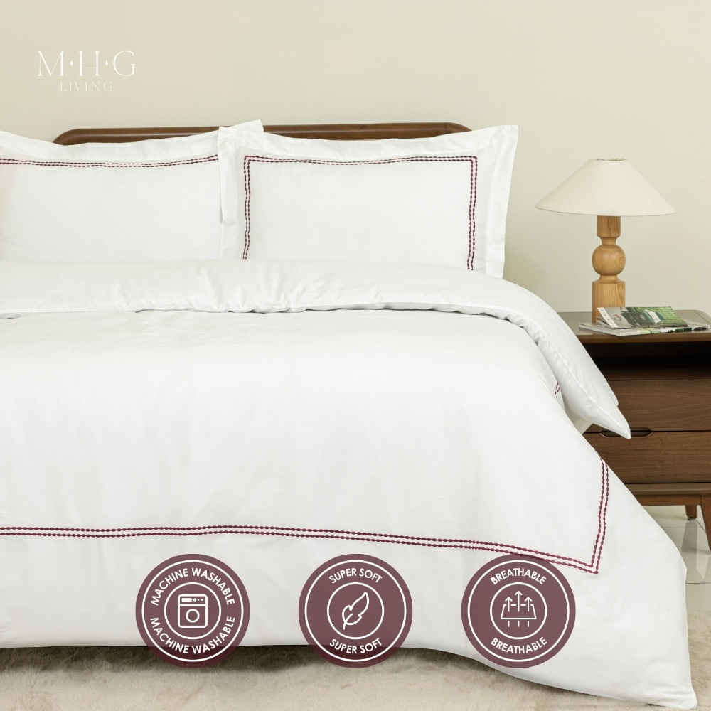 MHG Living King Size Kensington Burgundy 200 Thread Count Duvet Cover Set Image 9