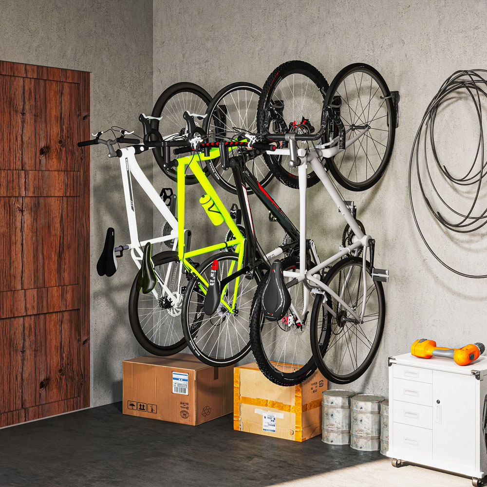 SPORTNOW Heavy Duty Wall Mounted Bike Rack with 4 Pack Image 2