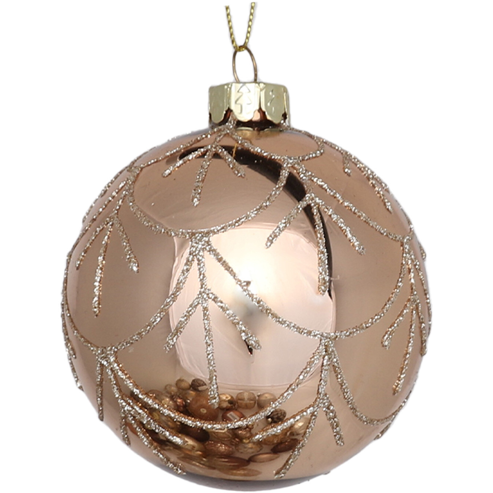 Single Decadent Bronze Copper Glitter Bauble in Assorted styles Image 2