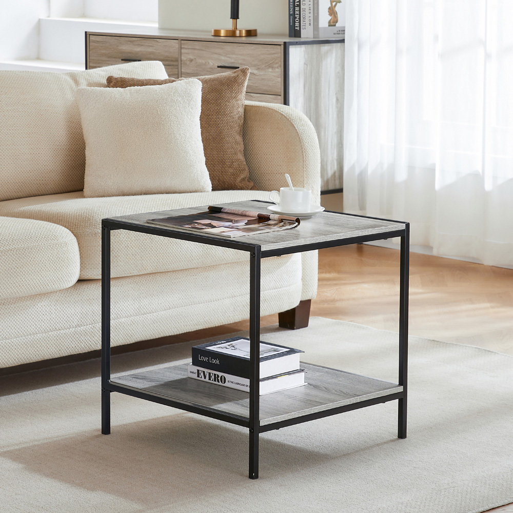 VIDA DESIGNS Brooklyn Grey Metal Frame End Table Image 3