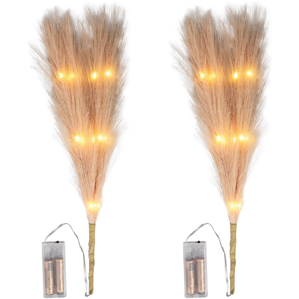 Shatchi Pre Lit Champagne Pampas Grass 45cm Image 3